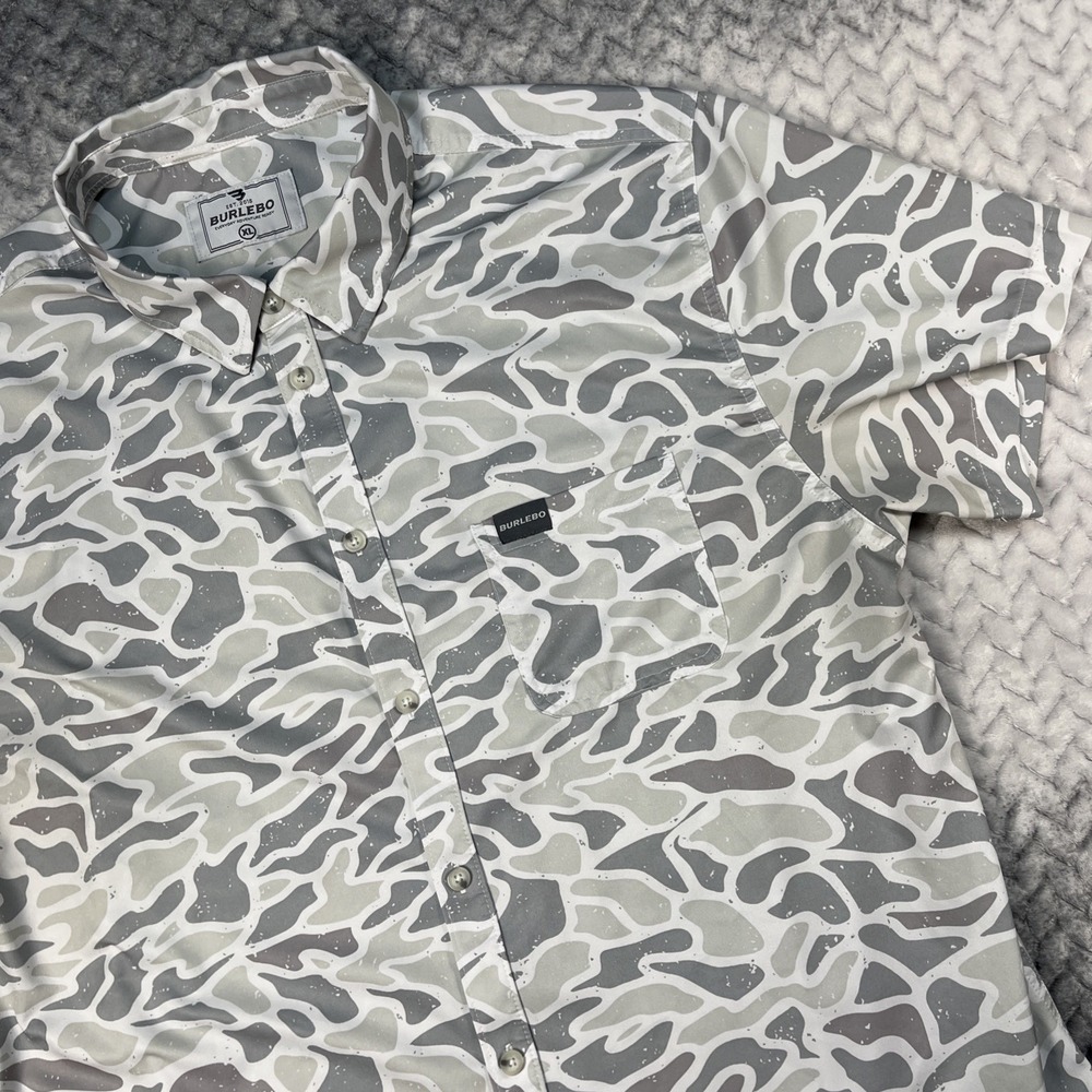 Burlebo Performance Polo Shirt Mens 2XL Gray Camo Short Sleeve Stretch Golf